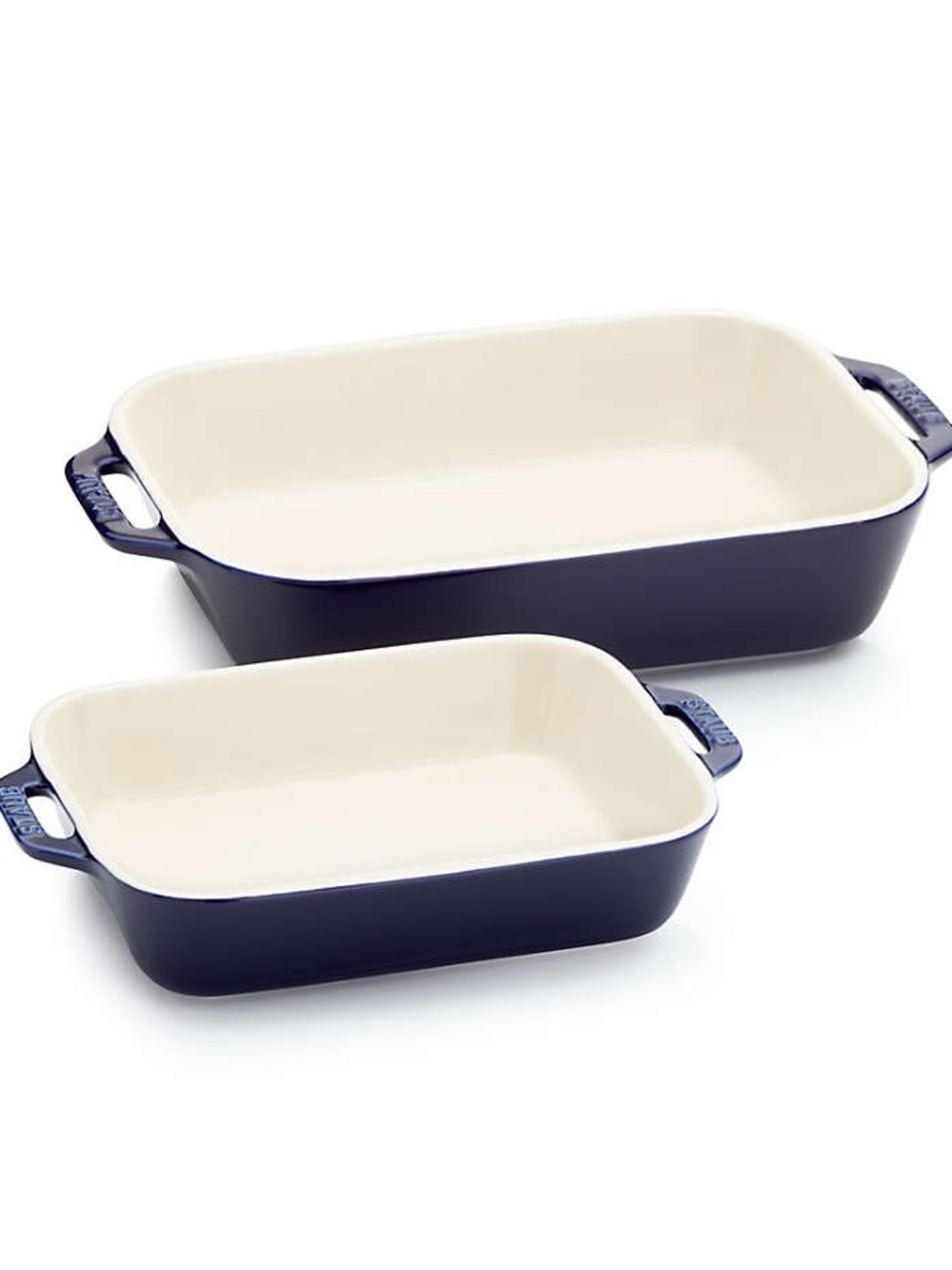 🧡 Staub Ceramic Dark Blue 2-Piece Rectangular Baking Dish Set